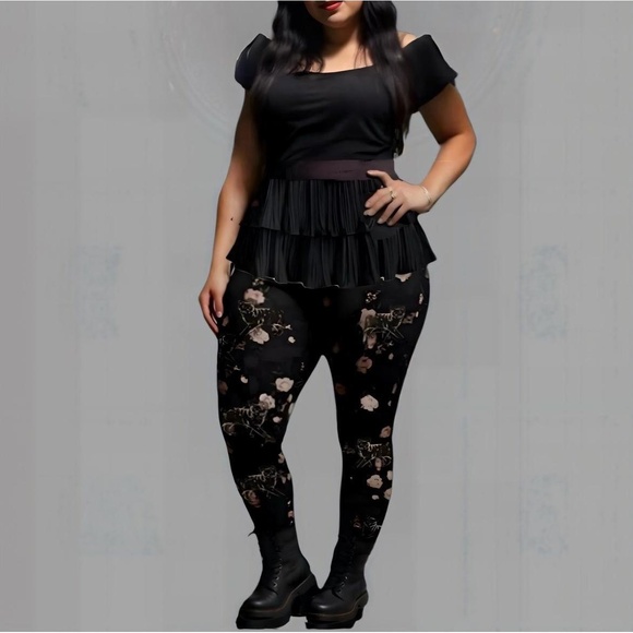 TORRID Cat Floral Nightfall Deep Black Full Length Legging NWT Size 4X - Picture 16 of 16